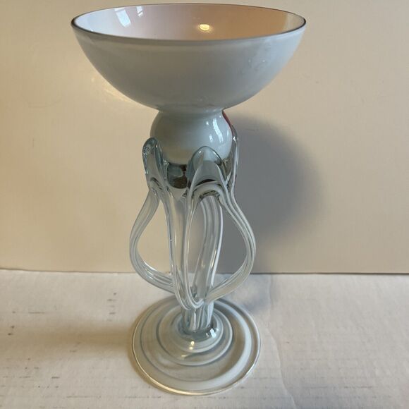 Krosno Jozefina Hand Blown Red & White Glass Octopus Candle Holder Votive Cup - Picture 2 of 11